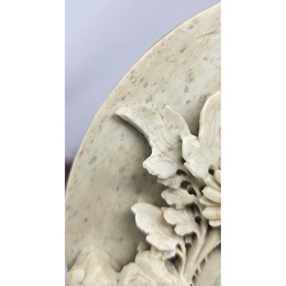 Vintage Chinese Hand Carved Soapstone Birds & Floral Motif Sculpture 8.5" Flaws - Picture 6 of 15